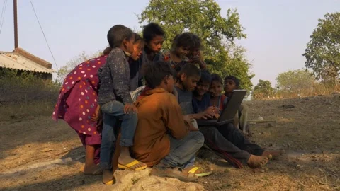 Indian village computer education concept Stock Footage 166603874
