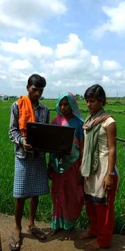 Indian villager computer educational program for modern era. 스톡 사진