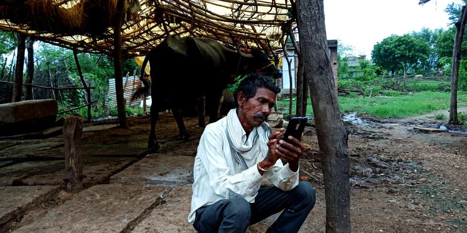 Indian villager technology learning program for digital awareness. Foto stock