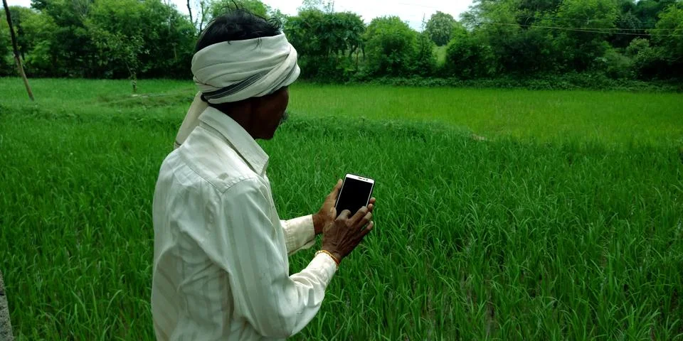 Indian villager technology learning program for digital awareness. 스톡 사진
