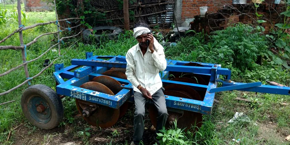 Indian villager technology learning program for digital awareness. Foto stock
