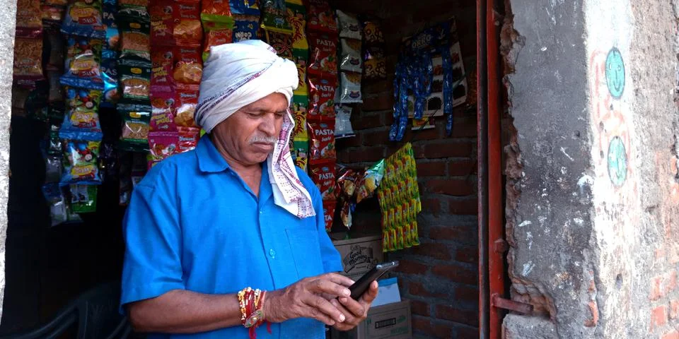 Indian villager technology learning program for digital awareness. Stock Photos