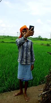 Indian villager technology learning program for digital awareness. Stock Photos