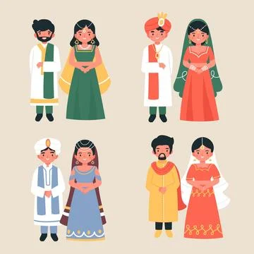 Indian wedding character pack Illustrazione stock