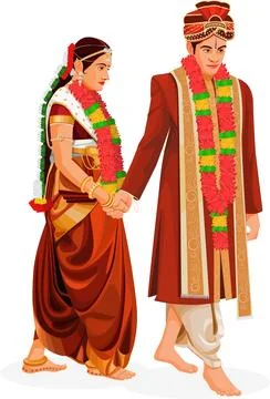Indian wedding couple Stock Illustration