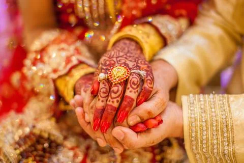 Indian wedding hands Stock Photos