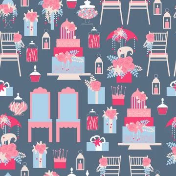 Indian wedding. Vector  seamless pattern Stock Illustration