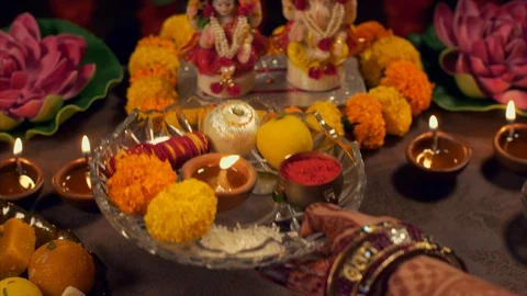 Indian woman performing puja of goddess ... | Stock Video | Pond5