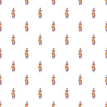 Indian woman standing seamless pattern on white background Stock Illustration