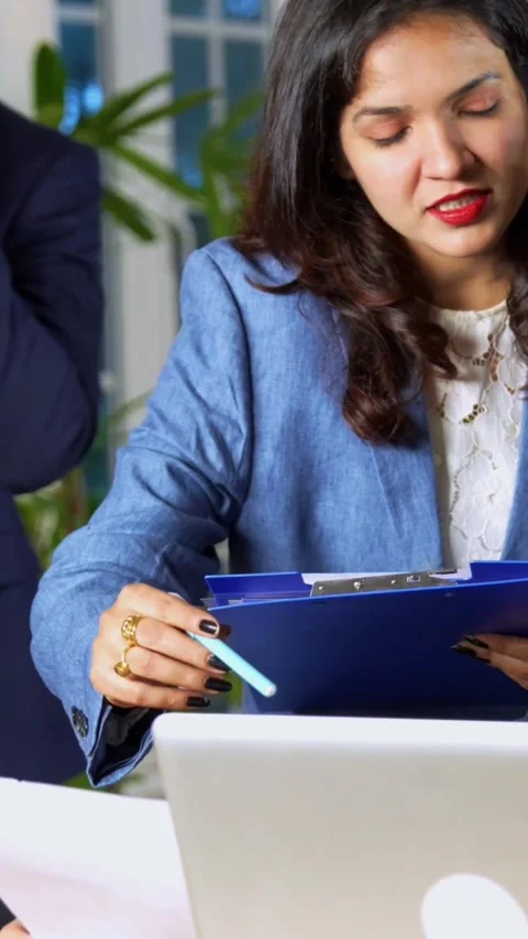 Indian young corporate professionals working in office using laptop Stock Footage 342574502