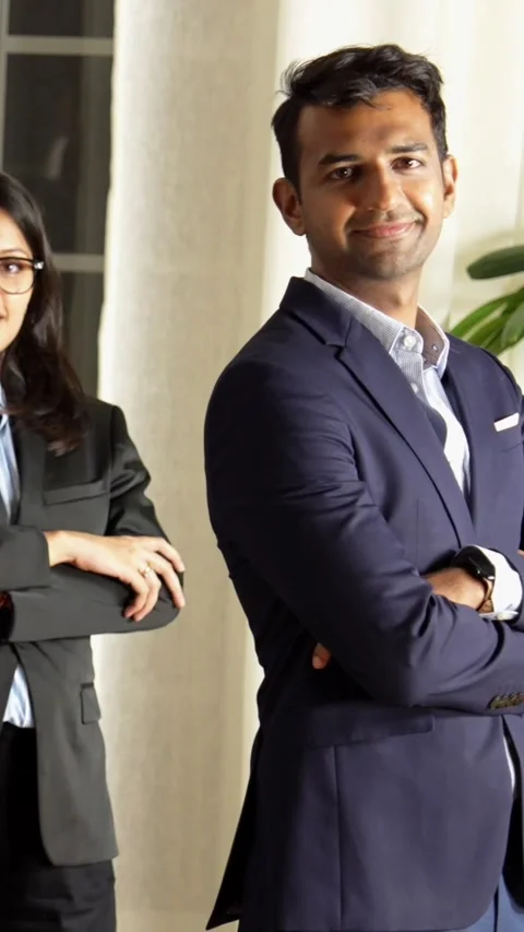 Indian young corporate professionals working in office using laptop Video stock 342574517