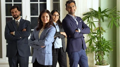 Indian young corporate professionals working in office using laptop Stock Footage 342574679