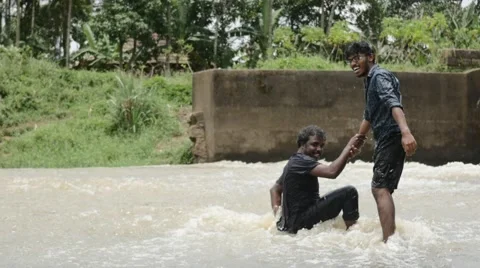 Indian young man in the river Stock Footage 59823212