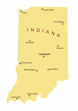 Indiana cities map Stock Illustration