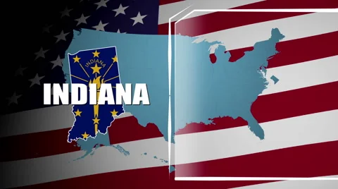 Indiana Countered Flag and Information Panel Stock Footage 66772897
