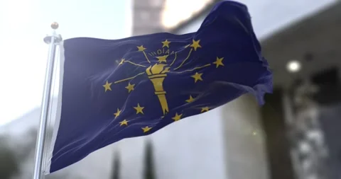 Indiana flag waving-seamless-loop-4k-60fps Stock Footage 344983856