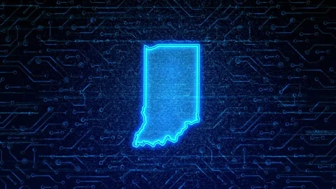 Indiana Map Digital Technology Opener Stock-Footage 335475626