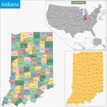 Indiana map Stock Illustration