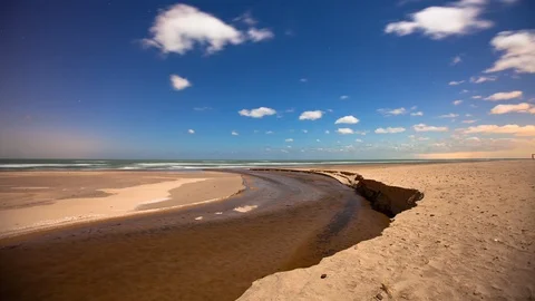 Indiana - Moon Light Clouds Above Lake Michigan - 4K Timelapse Stock Footage 110795938