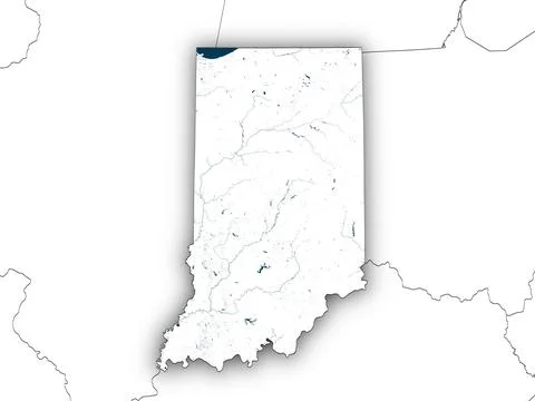 Indiana shape with state borders, white map Illustrazione stock