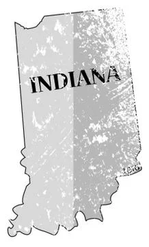 Indiana State and Date Map Grunged Stock Illustration
