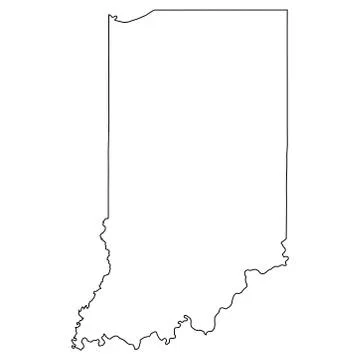 Indiana IN State Border USA Map Outline Stock Illustration