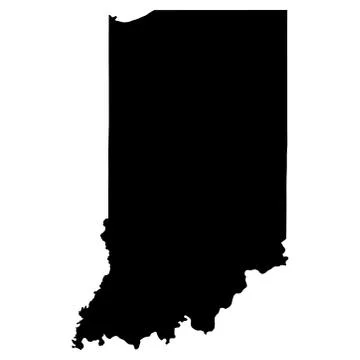 Indiana IN State Border USA Map Solid Stock Illustration