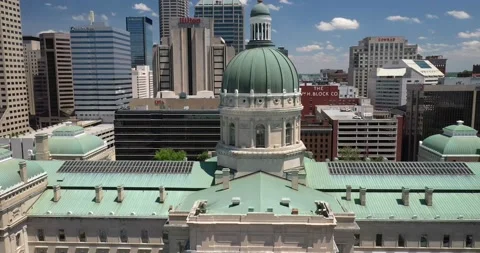 Indiana State Capitol building in Indianapolis, Indiana with drone video Stock Footage