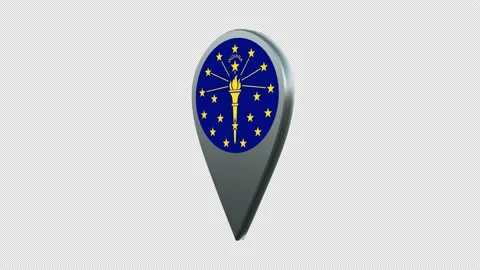 Indiana State Flag Location Map Marker Pin With Alpha Channel Looped Stock Footage 239456270