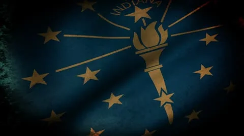 Indiana State Flag Waving, grunge look Video stock 8963853