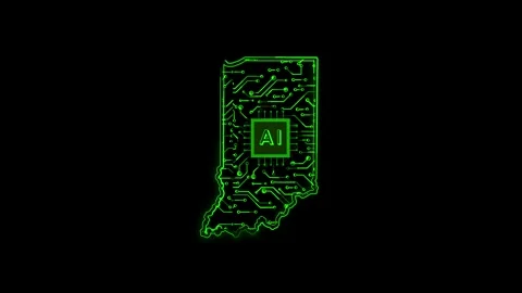 Indiana State Map AI Chipset Technology Opener Stock Footage 337092950