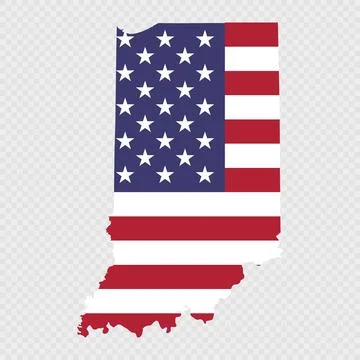 Indiana state map with American national flag. Stock Illustration