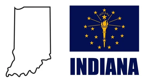 Indiana State map and flag animated video Stock Footage 321962862