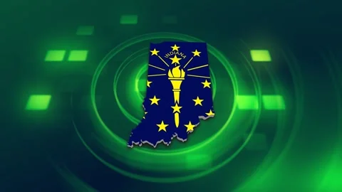 Indiana State Map and Flag Background Stockbeeldmateriaal 344647946