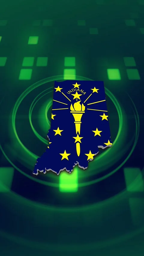 Indiana State Map and Flag Background Stock-Footage 347215849