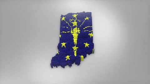 Indiana State Map with Flag Intro Background Stock Footage 315165789