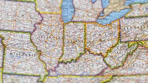 Indiana State On Map USA Stock Footage 119631613