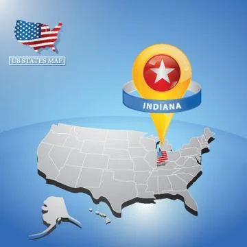 Indiana State On Map Of Usa Stock Illustration