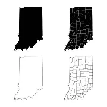 Indiana State Outline and Solid Fill Map Set. 스톡 일러스트