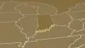 Indiana state (USA) extruded. Elevation map. 4k or 4k+ Resolution