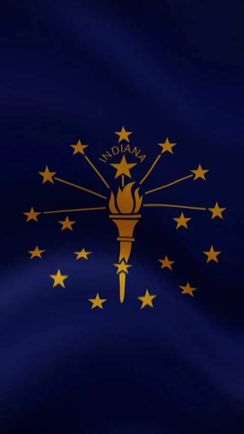 Indiana State Waving Flag in Vertical Orientation – Realistic Loop Animation Stock Footage 294948904