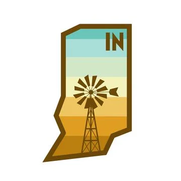 Indiana State with Windmill Stock Illustration
