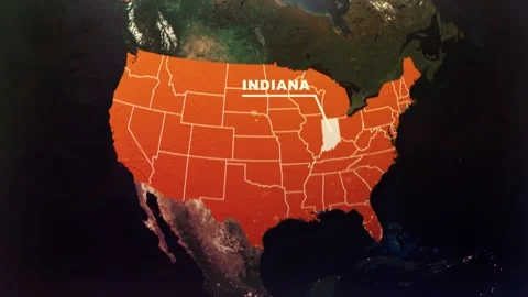 Indiana US State Satellite Map Animation V1 Stock Footage 303620242