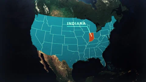 Indiana US State Satellite Map Animation V2 Stock Footage 307779175
