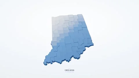 Indiana USA 3D isometric state map with county borders rotating on a clean Stock-Footage 340404522