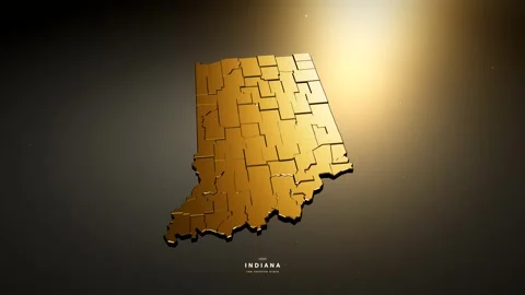 Indiana USA 3D state map in gold style Video stock 341171953