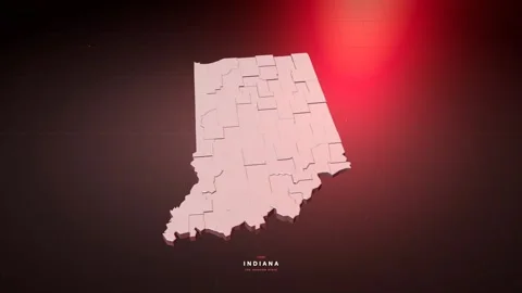 Indiana USA state map in bold red style Stock Footage 340772532