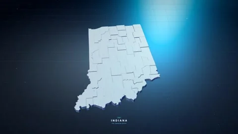 Indiana USA state map with glowing tech digital network style Stock Footage 340613950