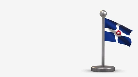 Indianapolis 3D waving flag animation on tiny flagpole. Stock Footage 120793679