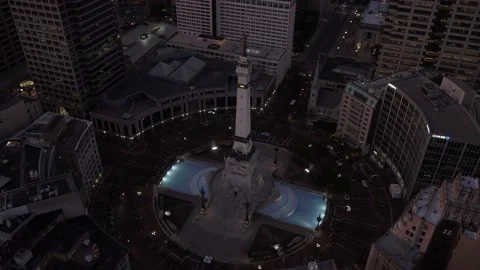 Indianapolis Downtown Monument Circle Stock Footage 145540897